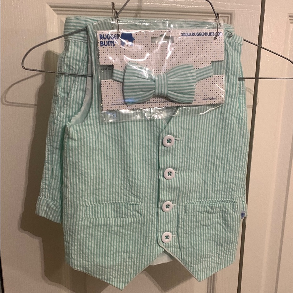 Mint Green Kids Vest and Bow Tie Set shorts boys 2t